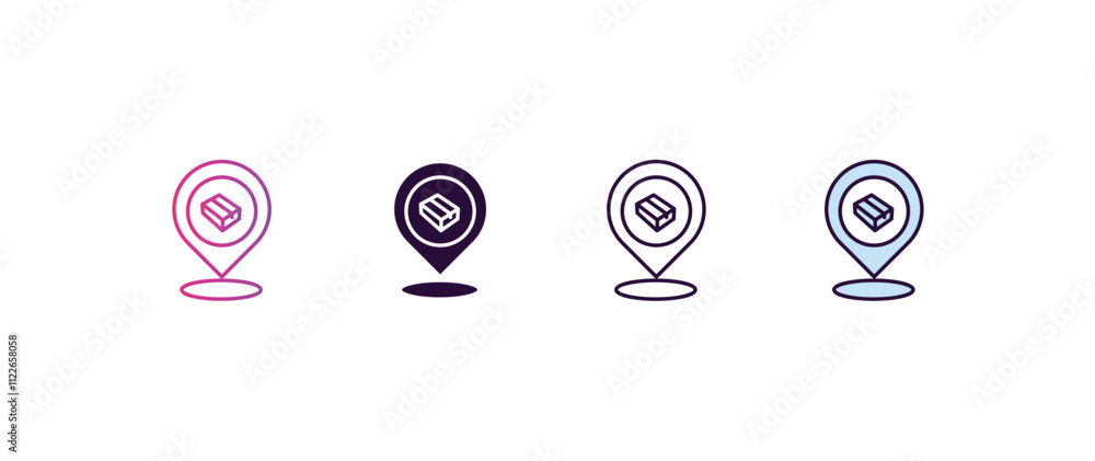 Poster localize gradient, line, filled, colored icon. editable vector from delivery concept. four different