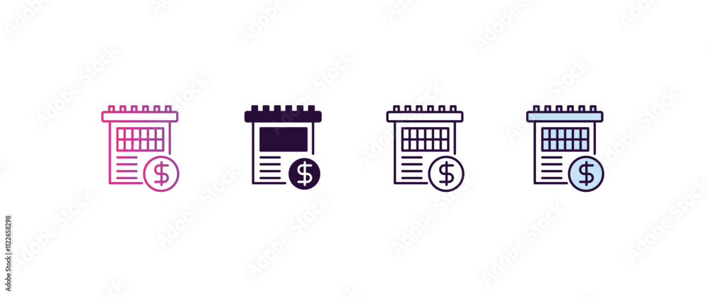 Poster ledger gradient, line, filled, colored icon. editable vector from cryptocurrency concept. four diffe