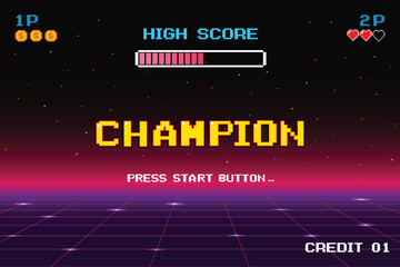 Obraz premium Synthwave wireframe illustration with 