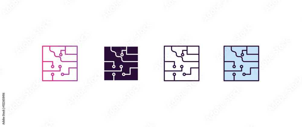Poster circuit gradient, line, filled, colored icon. editable vector from cryptocurrency concept. four diff