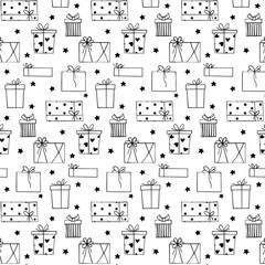 B and W Hearts and Dots Presents Seamless