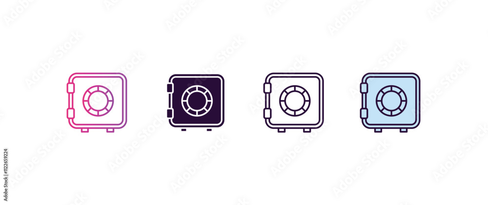 Poster strongbox gradient, line, filled, colored icon. editable vector from cryptocurrency concept. four di