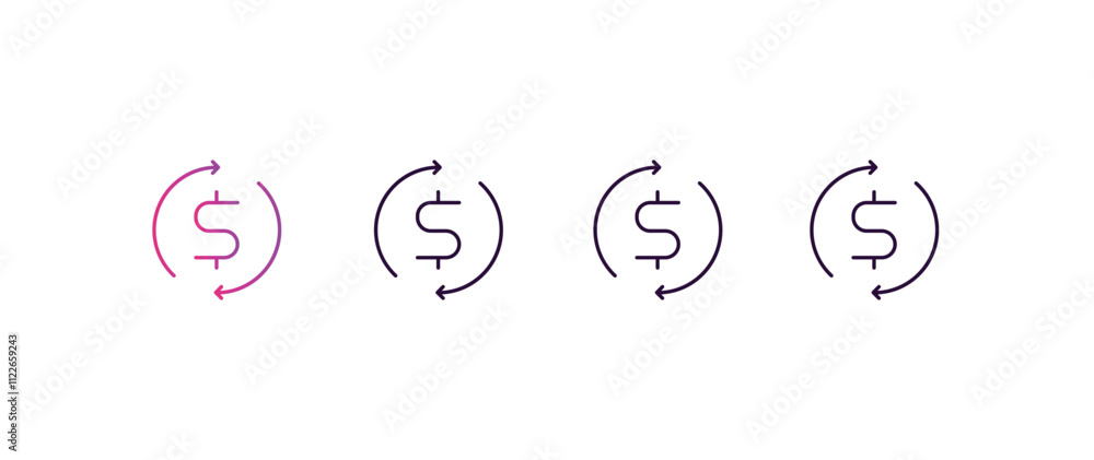 Poster currency circulate gradient, line, filled, colored icon. editable vector from cryptocurrency concept