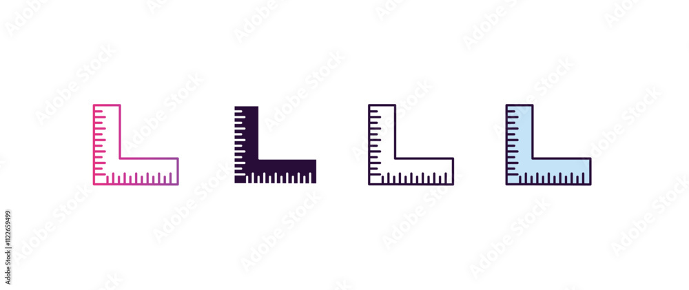 Poster angle ruler gradient, line, filled, colored icon. editable vector from construction concept. four di