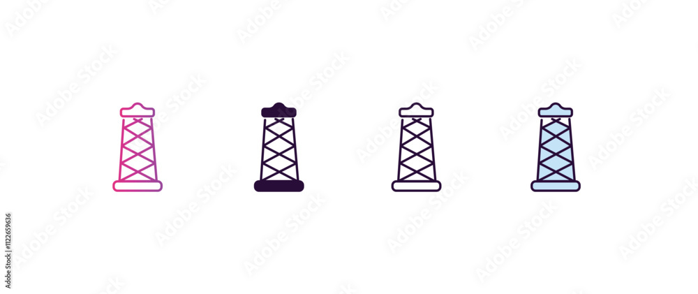 Poster big derrick with boxes gradient, line, filled, colored icon. editable vector from construction conce