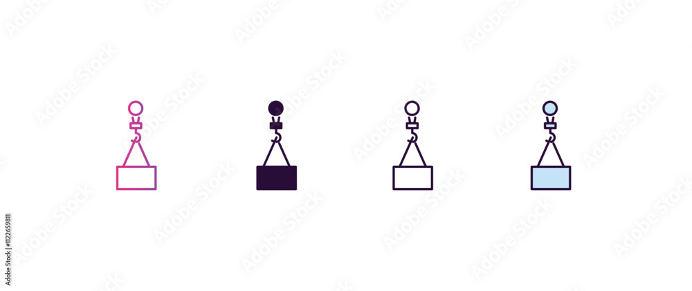 Poster derrick with load gradient, line, filled, colored icon. editable vector from construction concept. f