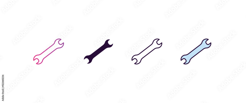 Poster spanner gradient, line, filled, colored icon. editable vector from construction concept. four differ