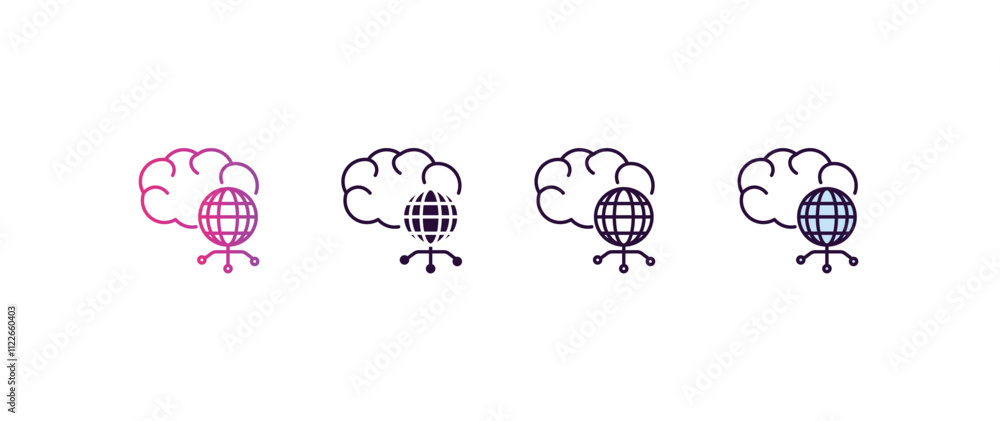 Poster cloud network gradient, line, filled, colored icon. editable vector from computer concept. four diff