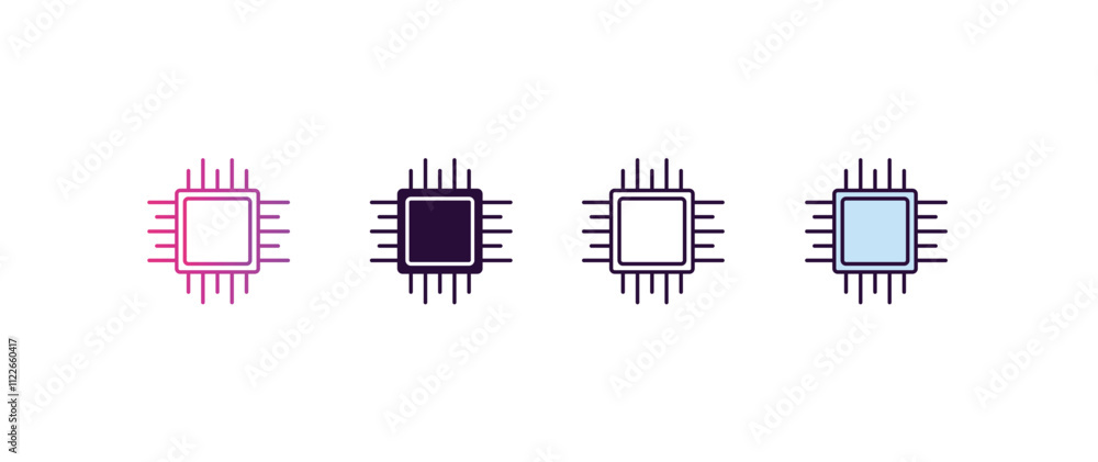 Poster chips gradient, line, filled, colored icon. editable vector from computer concept. four different st