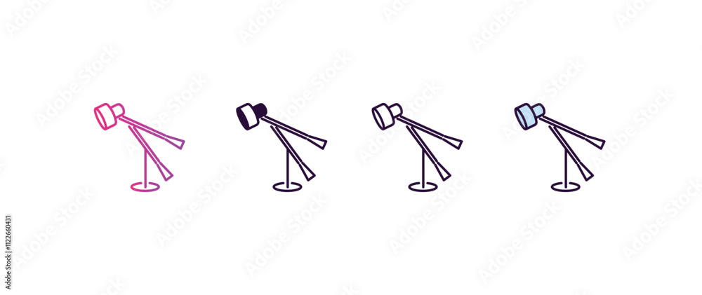 Poster study lamp gradient, line, filled, colored icon. editable vector from computer concept. four differe