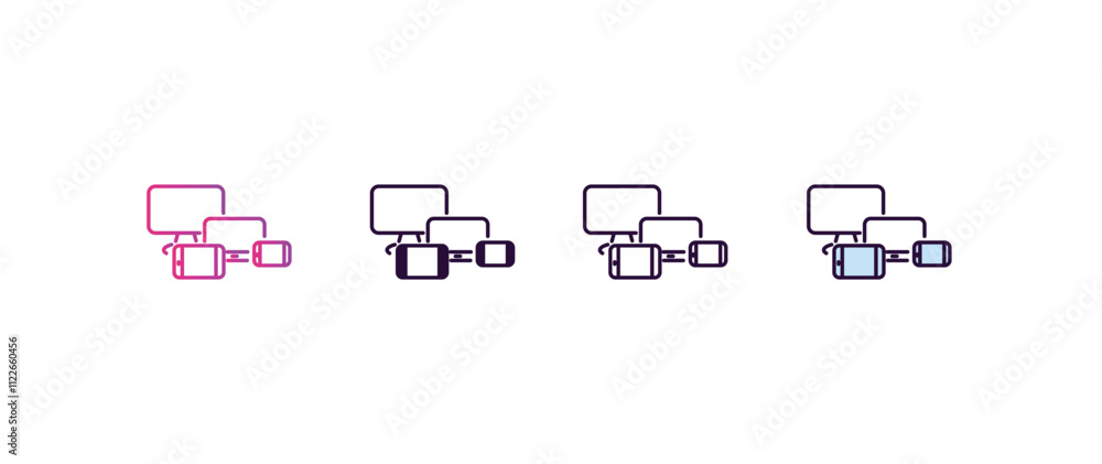 Poster responsive design gradient, line, filled, colored icon. editable vector from computer concept. four 