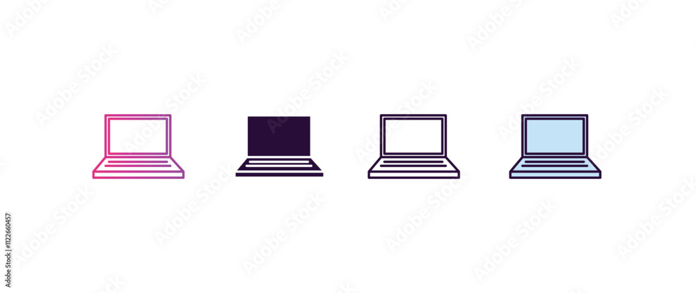 Poster widescreen laptop gradient, line, filled, colored icon. editable vector from computer concept. four 