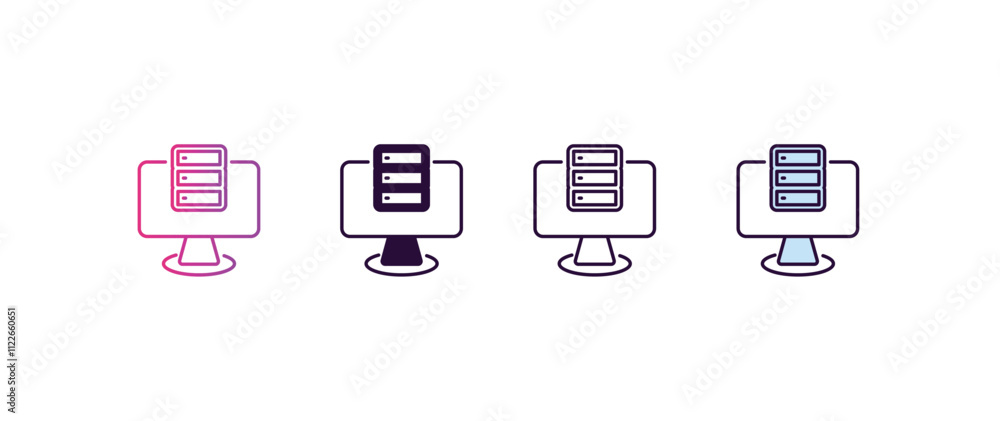 Aufkleber pc storage gradient, line, filled, colored icon. editable vector from computer concept. four differe