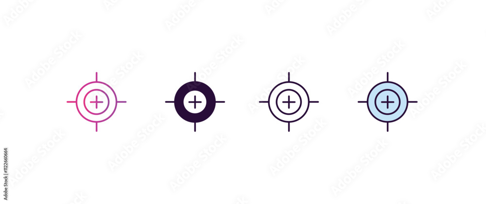 Poster calibrate gradient, line, filled, colored icon. editable vector from computer concept. four differen