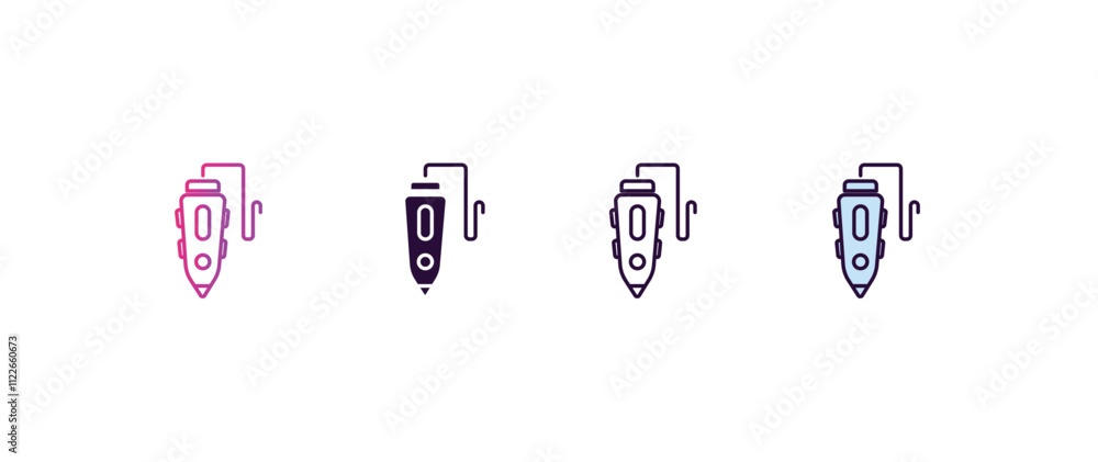 Poster 3d printing pen gradient, line, filled, colored icon. editable vector from computer concept. four di