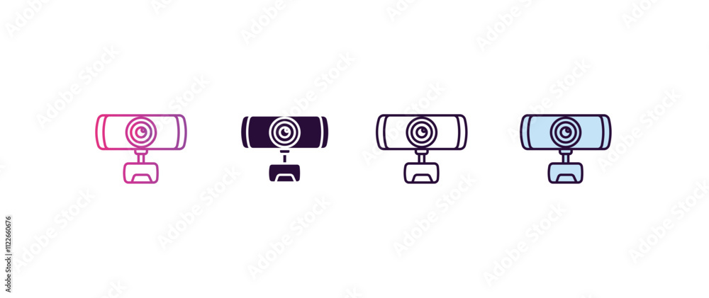 Poster webcamera gradient, line, filled, colored icon. editable vector from computer concept. four differen