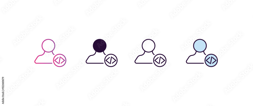 Aufkleber develope gradient, line, filled, colored icon. editable vector from computer concept. four different