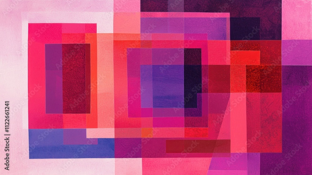 Poster a vibrant pink geometric background featuring triangles and squares in various shades, creating an e