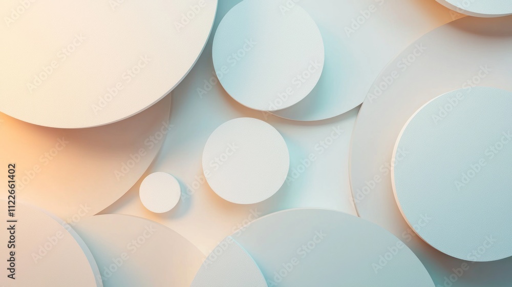 Poster a clean, minimal geometric background with simple lines and circles, using light shades for a contem