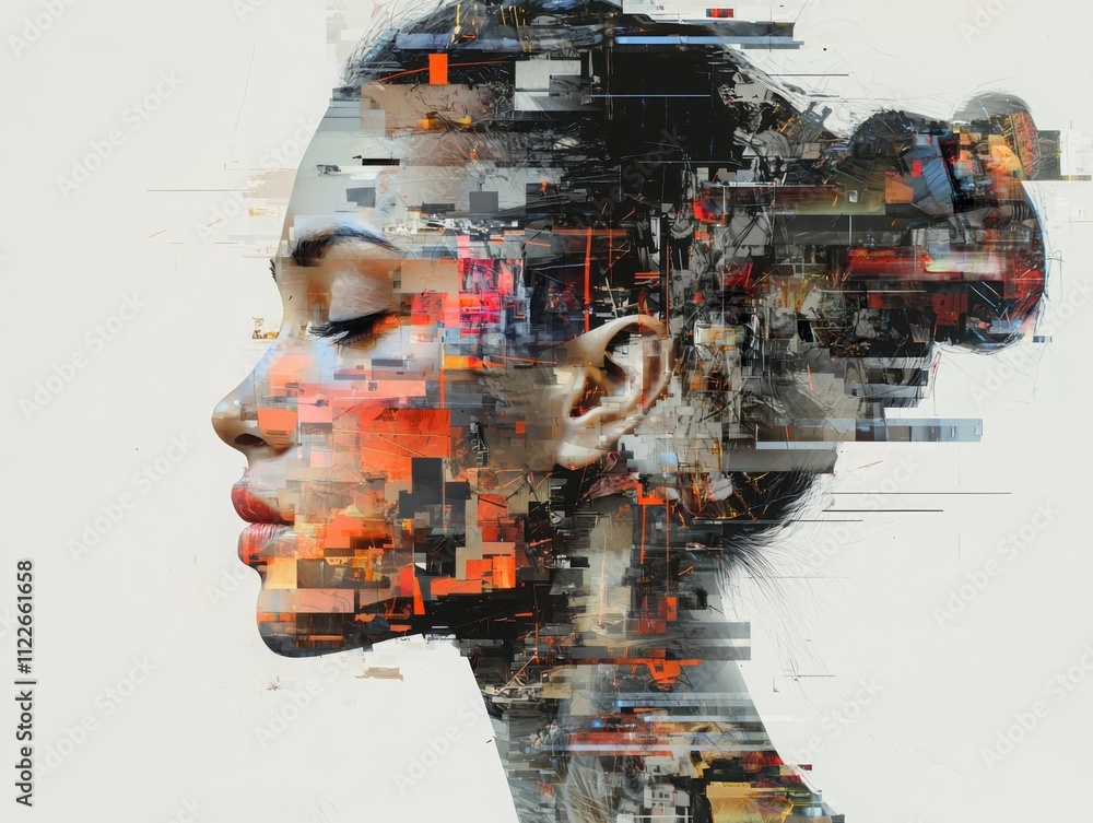 Poster reconstructing digital identityfragmented self in virtual environments digital art abstract perspect