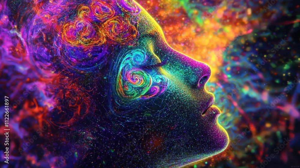 Poster intersecting dimensions of consciousnessexploring reality layers in a surreal environment from an ab