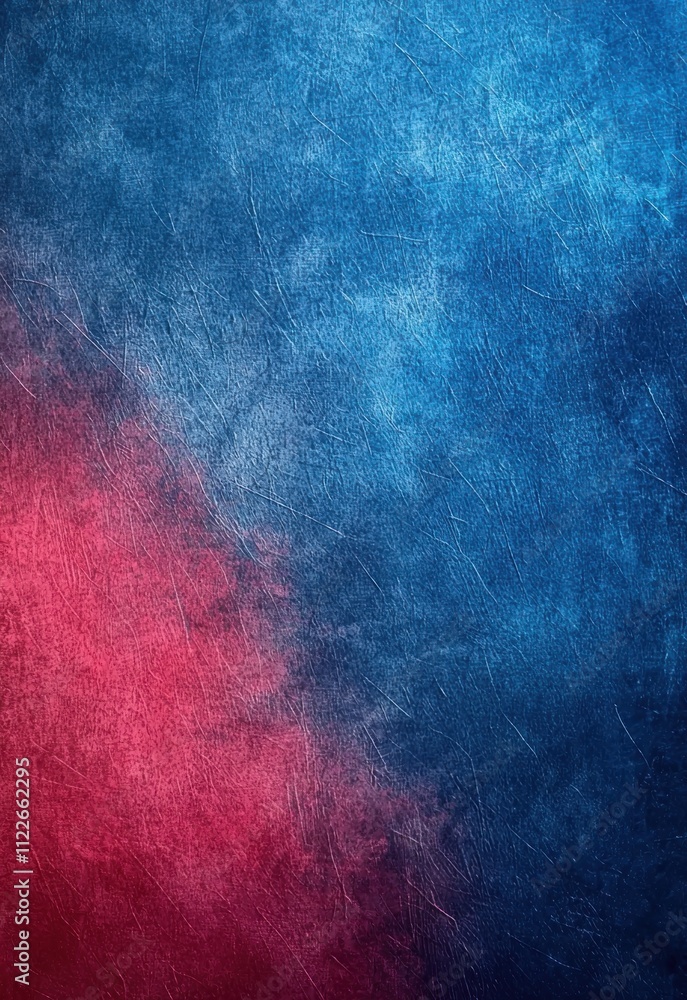Poster a calm blue and red background with soft transitions and layered textures, balancing cool and warm t