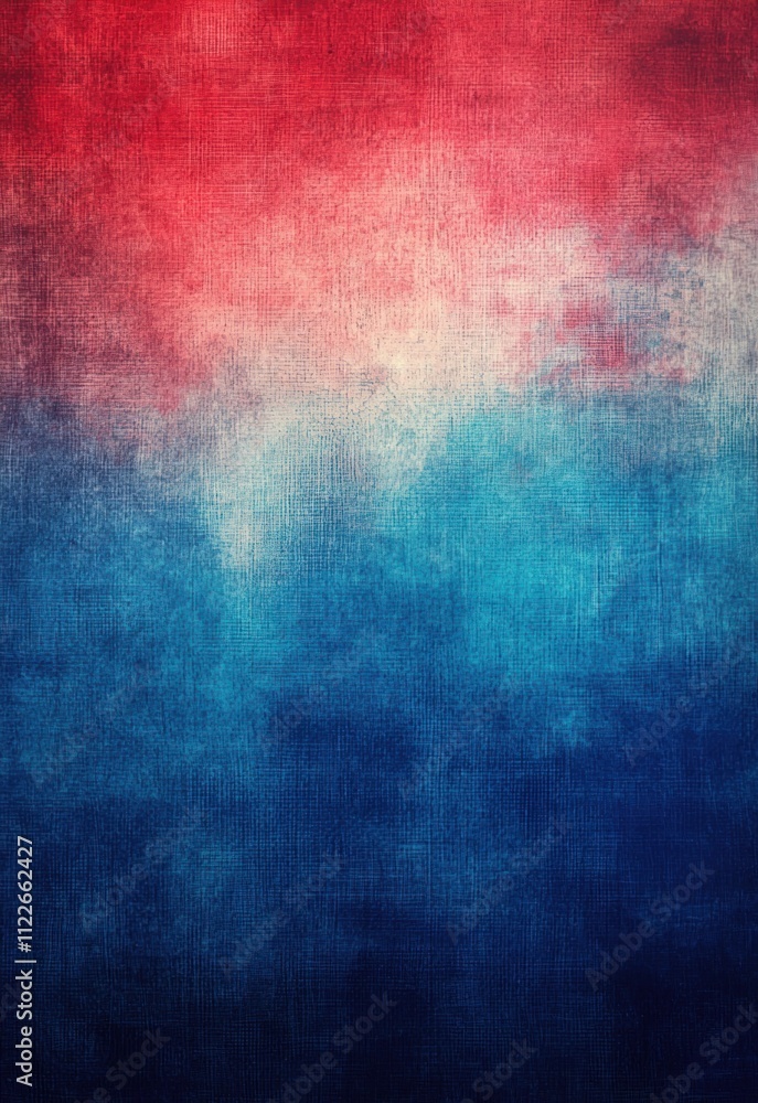 Poster a calm blue and red background with soft transitions and layered textures, balancing cool and warm t