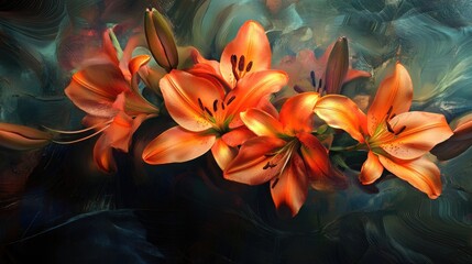 Fototapeta premium A bouquet of orange lilies, symbolizing confidence and passion for inspiring moments