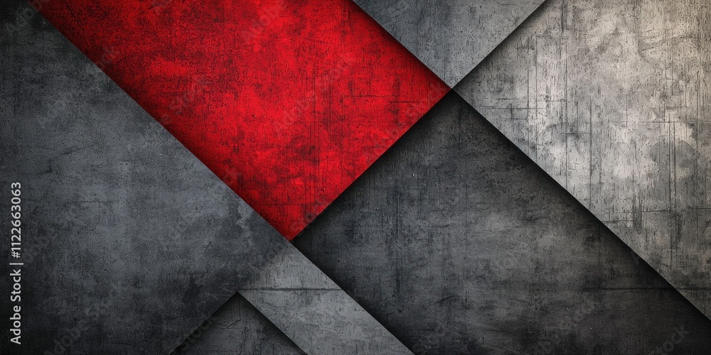 Aufkleber a bold gray and red background with geometric shapes and a mix of soft and dark tones, adding depth 