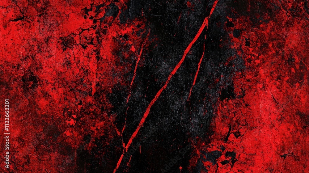 Poster a dramatic black and red background with bold lines and sharp contrasts, ideal for an intense and ed