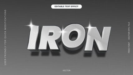 Premium Sleek Chrome Metallic Text Effect Iron Italic Bold with Reflective Shine