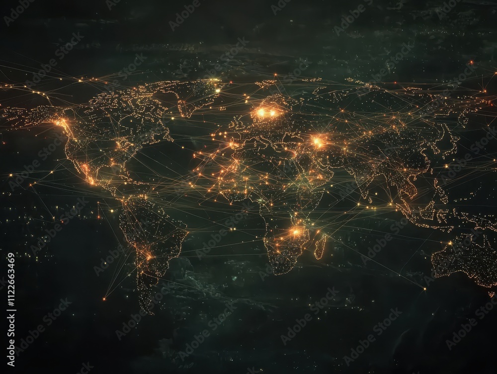 Poster exploring global communication networksinteractive world map visualization digital environment high-