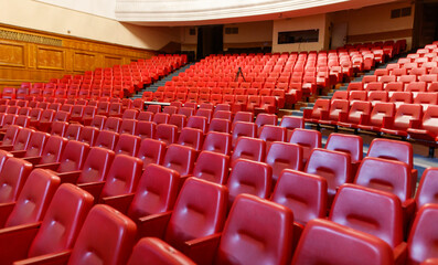 Naklejka premium A red auditorium with empty seats