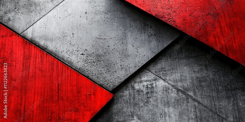 Poster a dynamic grey and red texture with rough elements and deep shadows, offering a powerful and contemp