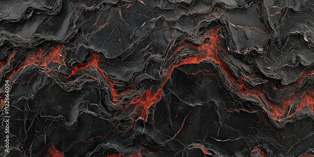Aufkleber a deep black and red texture with rough, organic patterns and layered elements, creating an edgy and