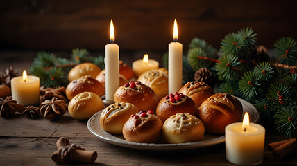 Saint Lucia's Day, buns in plates