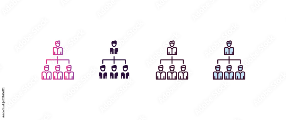 Aufkleber hierarchy structure gradient, line, filled, colored icon. linear vector from business concept. four 