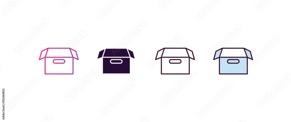 Poster empty box gradient, line, filled, colored icon. linear vector from business concept. four different 