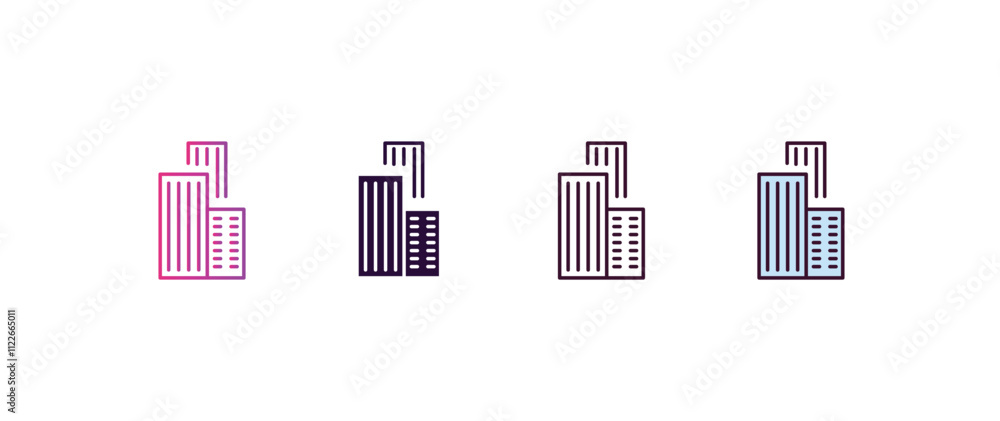 Poster lines gradient, line, filled, colored icon. linear vector from business concept. four different styl