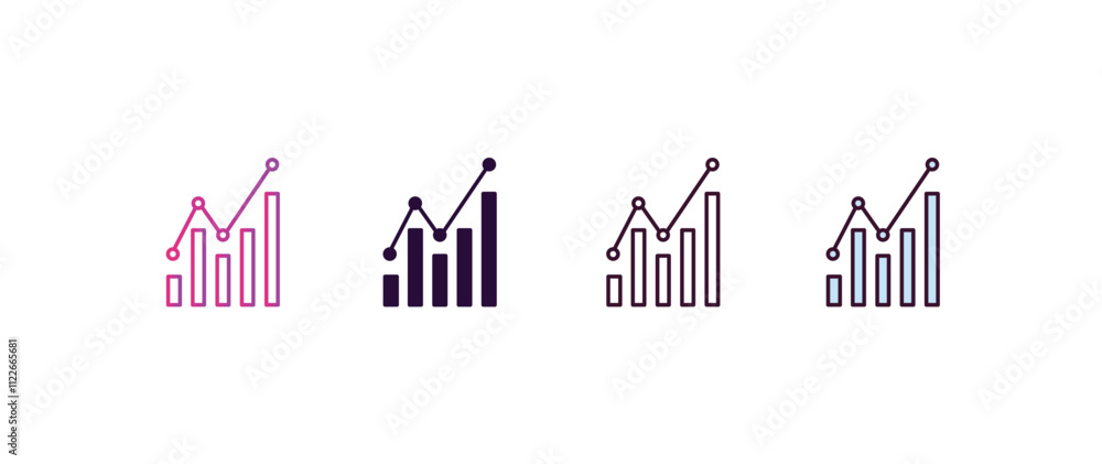 Poster graphic chart gradient, line, filled, colored icon. linear vector from business concept. four differ