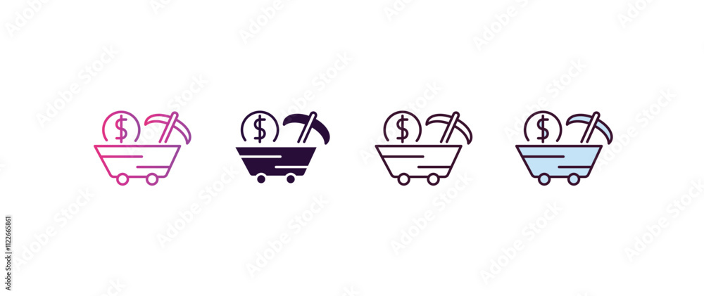 Poster proof of work gradient, line, filled, colored icon. linear vector from business concept. four differ