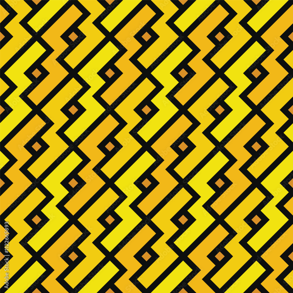Poster abstract geometric yellow lightning shape seamless pattern vector zigzag background template