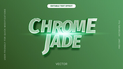 Chrome Jade Emerald Green 3D Text Effect with Luminous Gemstone Shine © Adieb