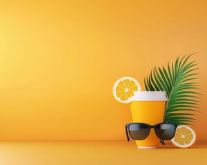 Prevent heatstroke, bright summer scene, 3D illustration