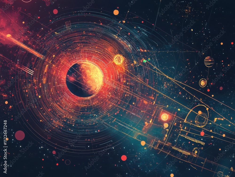 Aufkleber exploring cosmic frontiersa minimalist journey through space exploration technology outer space digi