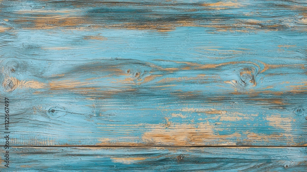 Poster a striking blue wood background with a weathered texture and uneven color tones, creating a rustic y