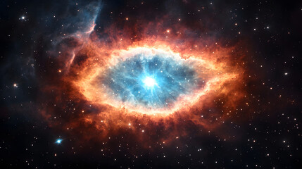 Obraz premium Dramatic nebula with vivid colors and intricate textures, showcasing stunning cosmic scene filled with stars and vibrant hues. beauty of universe is captivating
