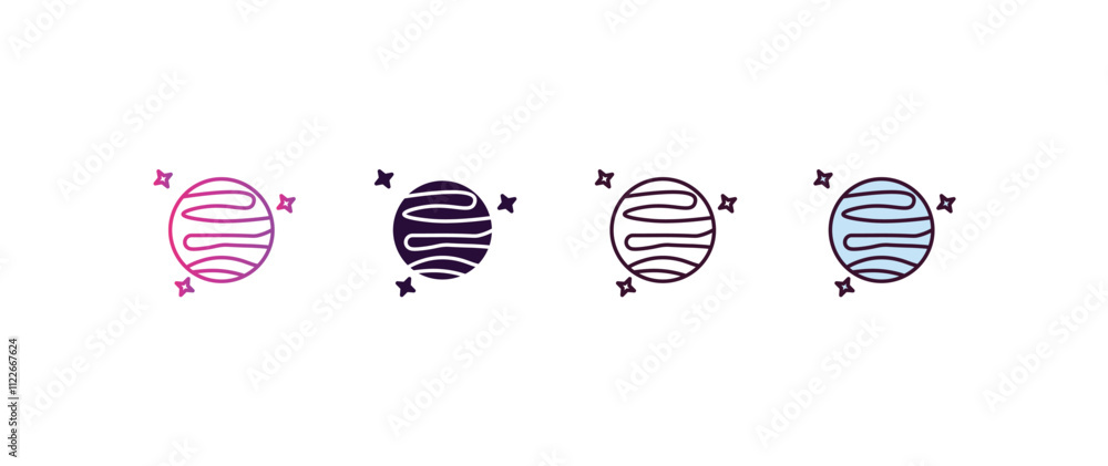 Poster mars with satellite gradient, line, filled, colored icon. editable vector from astronomy concept. fo
