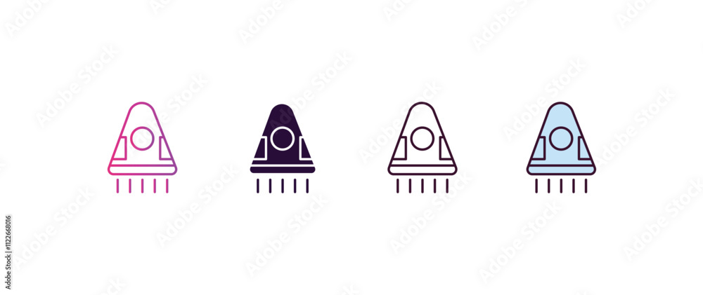 Poster space capsule gradient, line, filled, colored icon. editable vector from astronomy concept. four dif