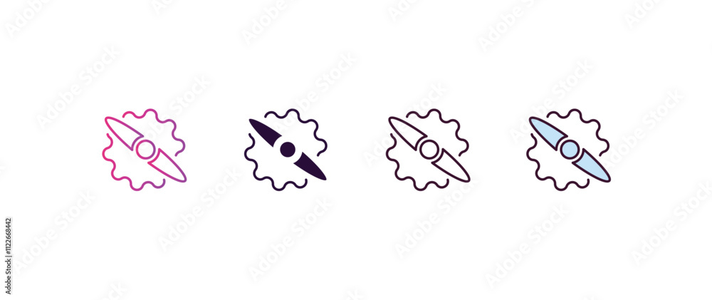Poster gamma ray gradient, line, filled, colored icon. editable vector from astronomy concept. four differe